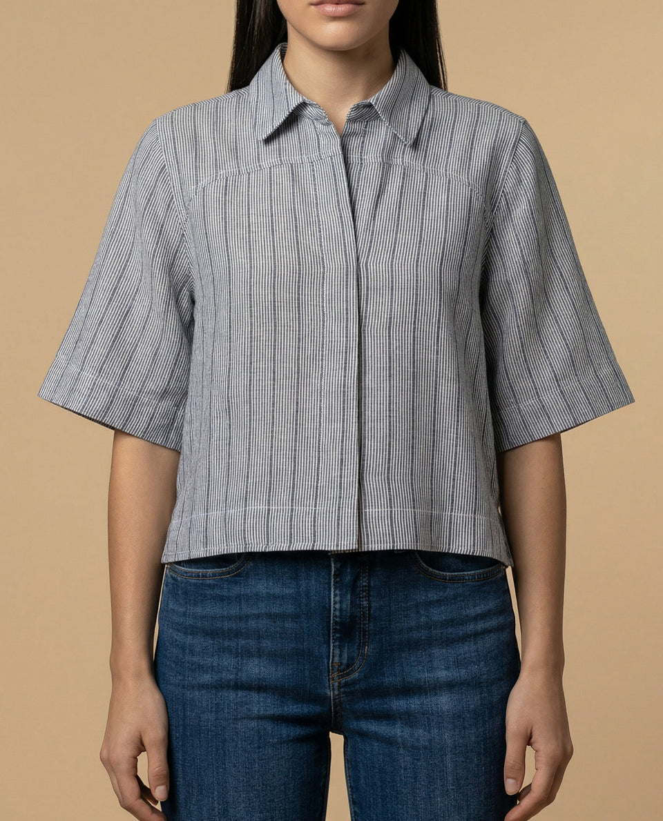 Camisa manga 3/4 cuello camisero - Azul 34_912H014_AZU193831_3