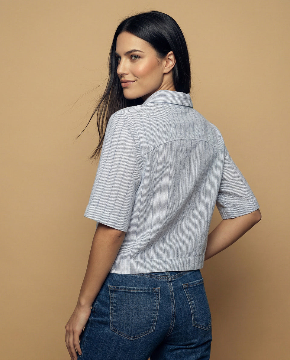 Camisa manga 3/4 cuello camisero - Azul 34_912H014_AZU193831_4