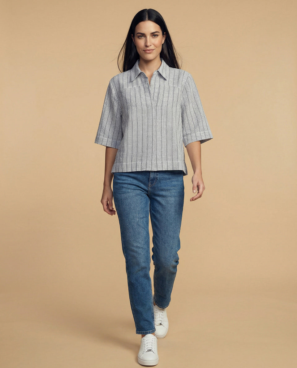 Camisa manga 3/4 cuello camisero - Azul 34_912H014_AZU193831_5
