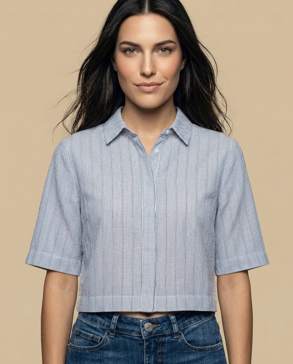 Camisa manga 3/4 cuello camisero - Azul 34_912H014_AZU193831_7