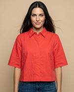 Camisa manga 3/4 cuello camisero - Rojo
