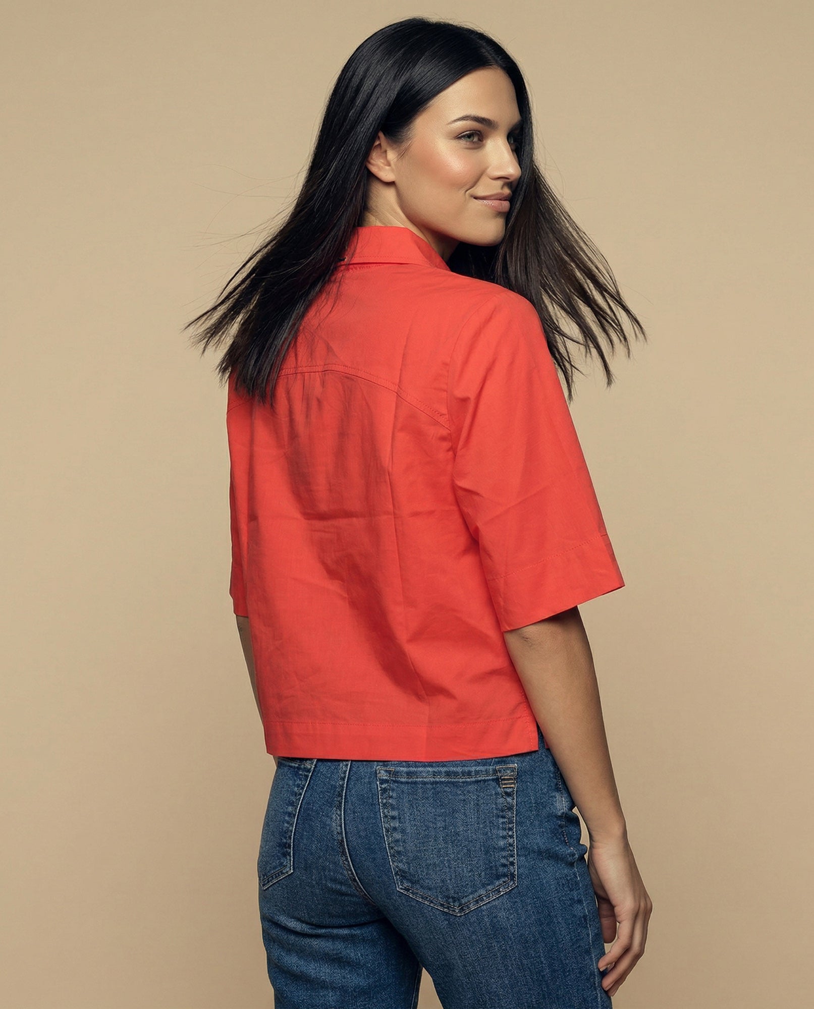 Camisa manga 3/4 cuello camisero - Rojo 34_912H014_ROJ181664_4