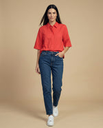Camisa manga 3/4 cuello camisero - Rojo
