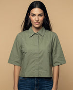Camisa manga 3/4 cuello camisero - Verde