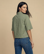 Camisa manga 3/4 cuello camisero - Verde