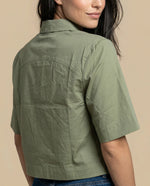 Camisa manga 3/4 cuello camisero - Verde