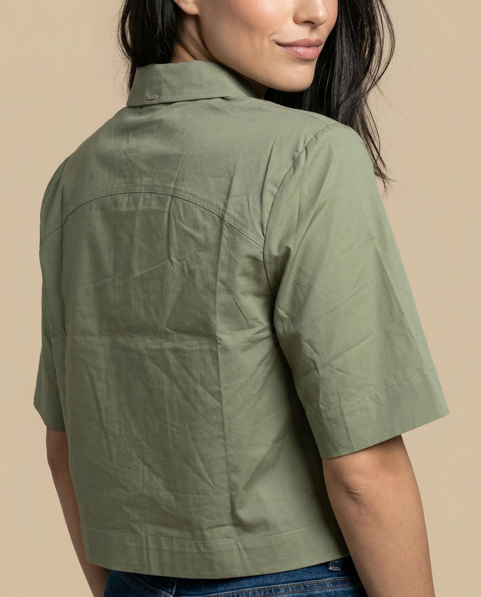 Camisa manga 3/4 cuello camisero - Verde 34_912H014_VER190622_6