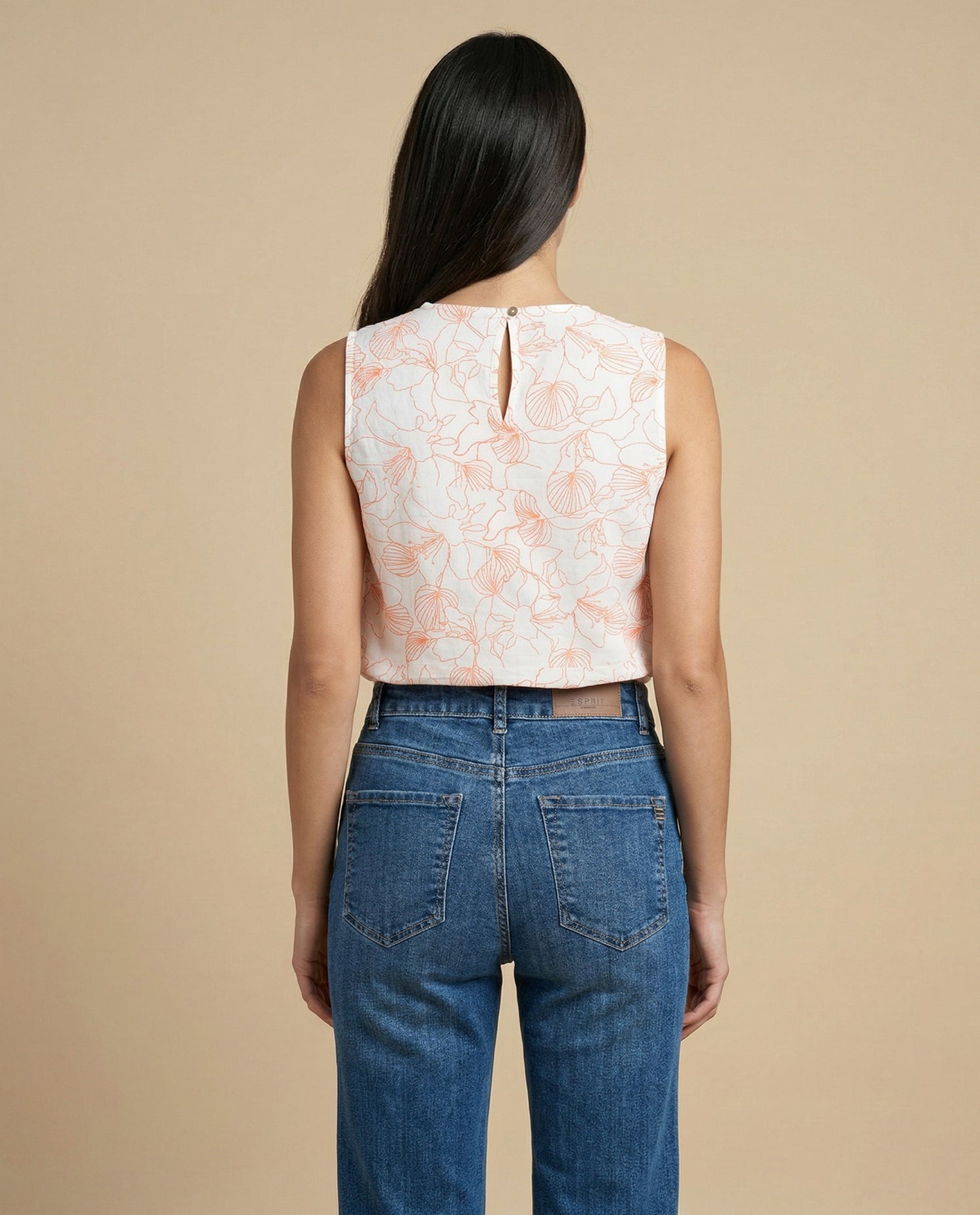 Camisa manga sisa con bordado floral - Crudo