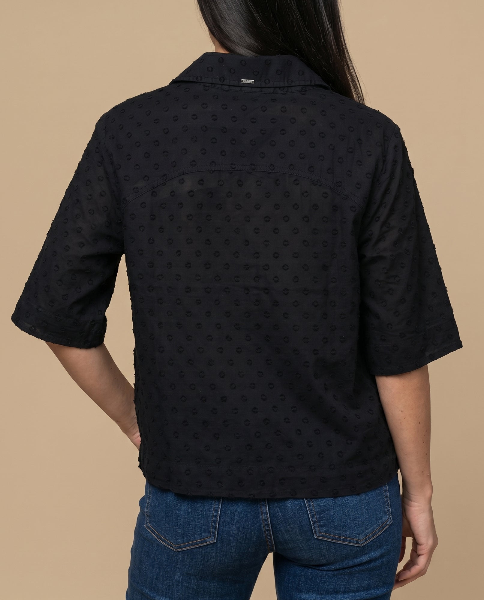 Camisa denim bordada manga 3/4 - Negro 34_912H016_NEG190303_4