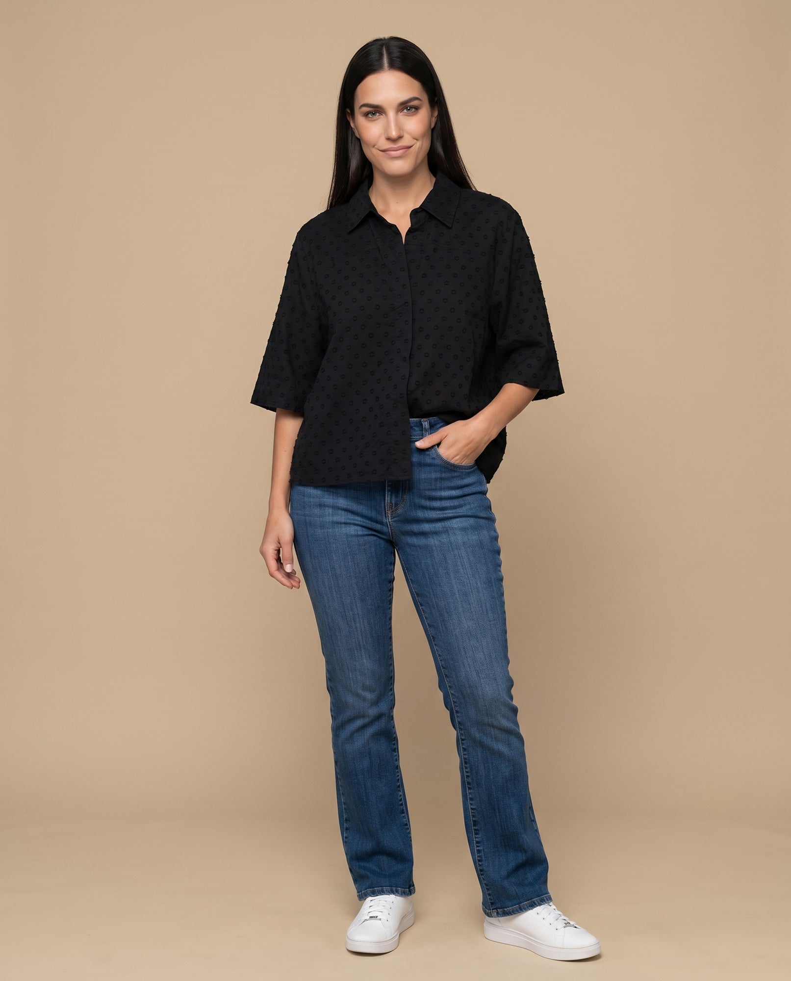 Camisa denim bordada manga 3/4 - Negro 34_912H016_NEG190303_5