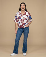 Camisa manga corta estampada flores - Café