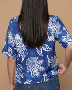 Camisa manga larga floral viscosa - Azul