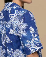 Camisa manga larga floral viscosa - Azul
