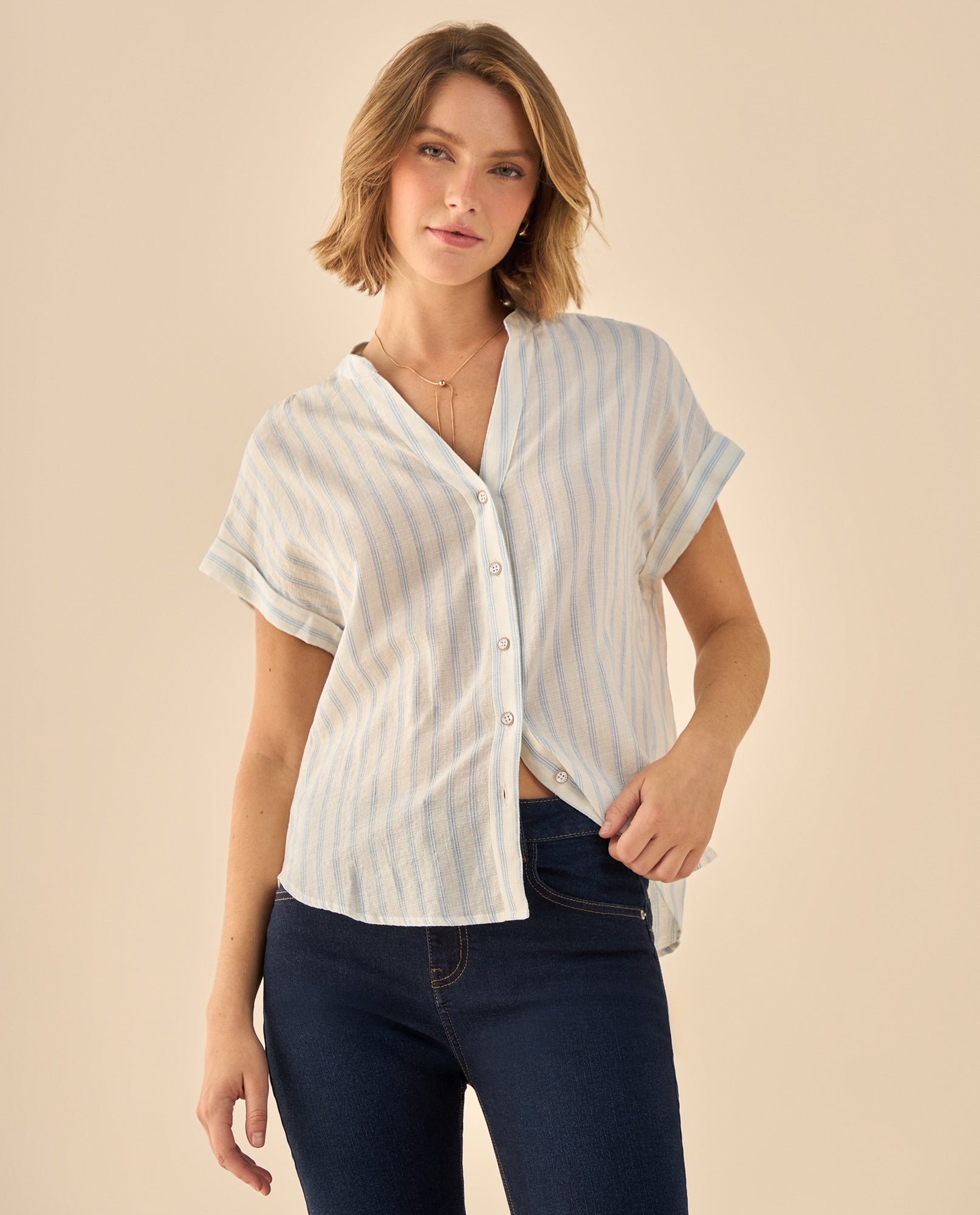 Camisa de Rayas Corte Oversized - Blanco 34_913G014_BLA110601_0