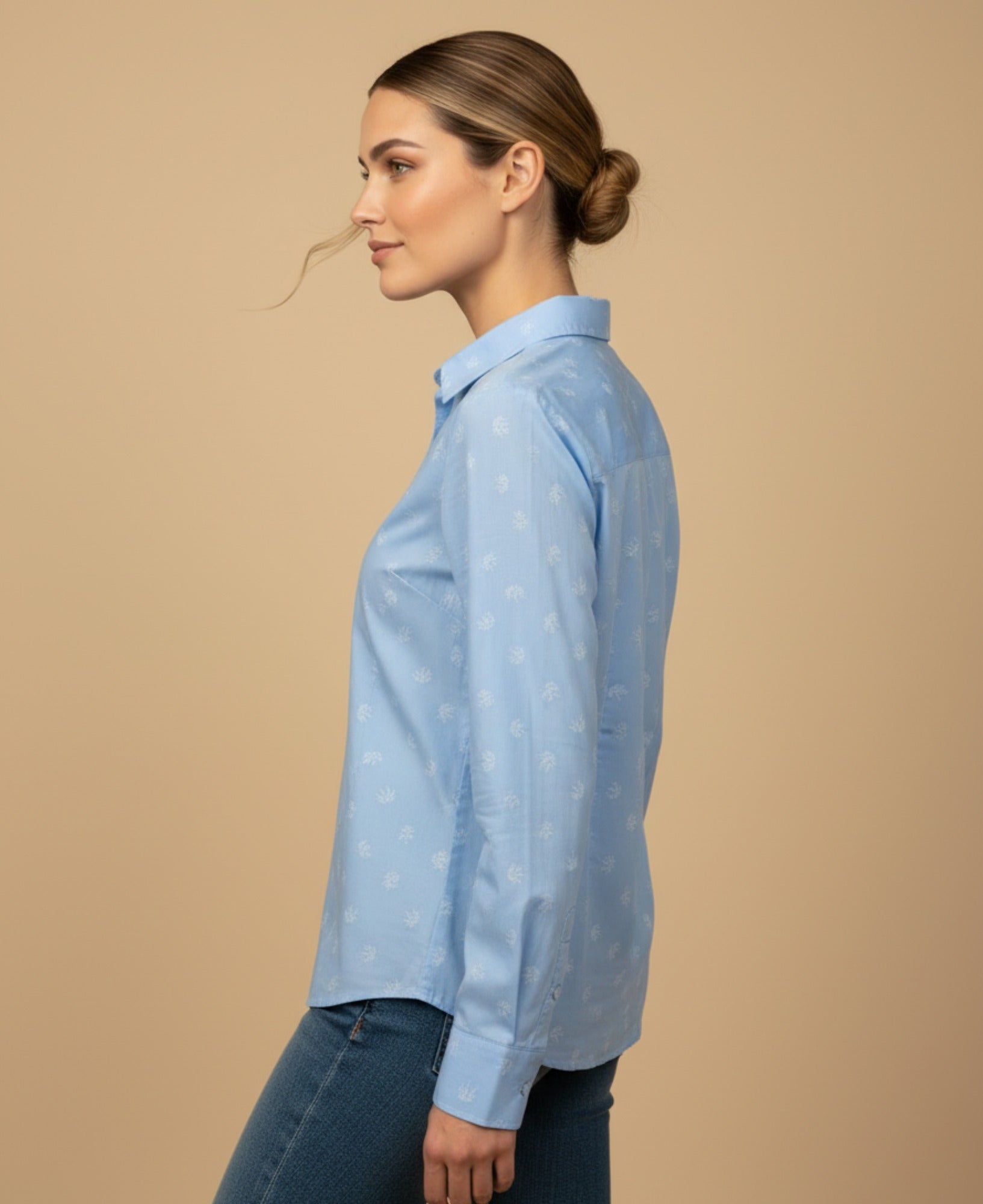 Camisa con Estampado Floral Delicado - Azul 34_913G020_AZU184035_3