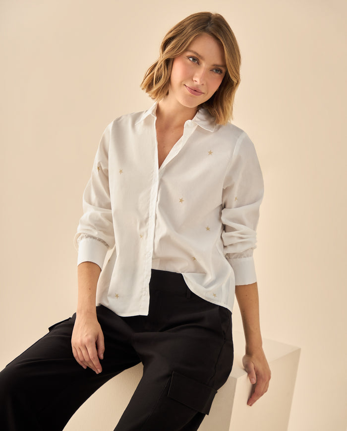 Camisa clásica de manga larga para mujer  - Blanco 34_913G300_BLA110700_0