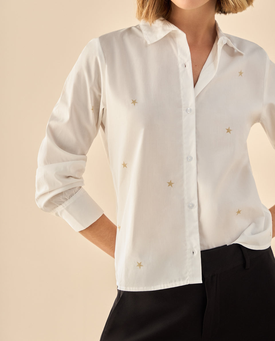 Camisa clásica de manga larga para mujer  - Blanco 34_913G300_BLA110700_3