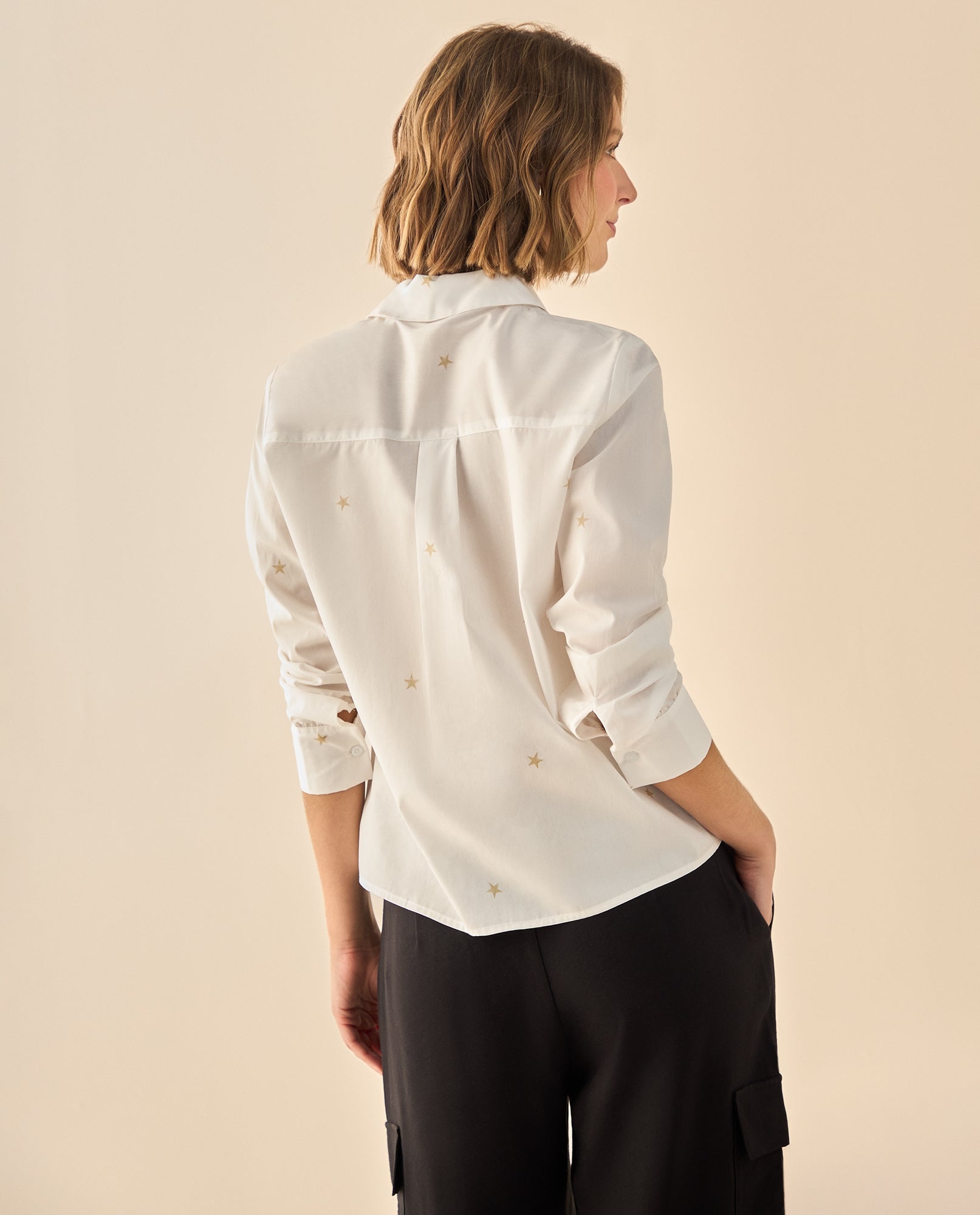 Camisa clásica de manga larga para mujer  - Blanco 34_913G300_BLA110700_4