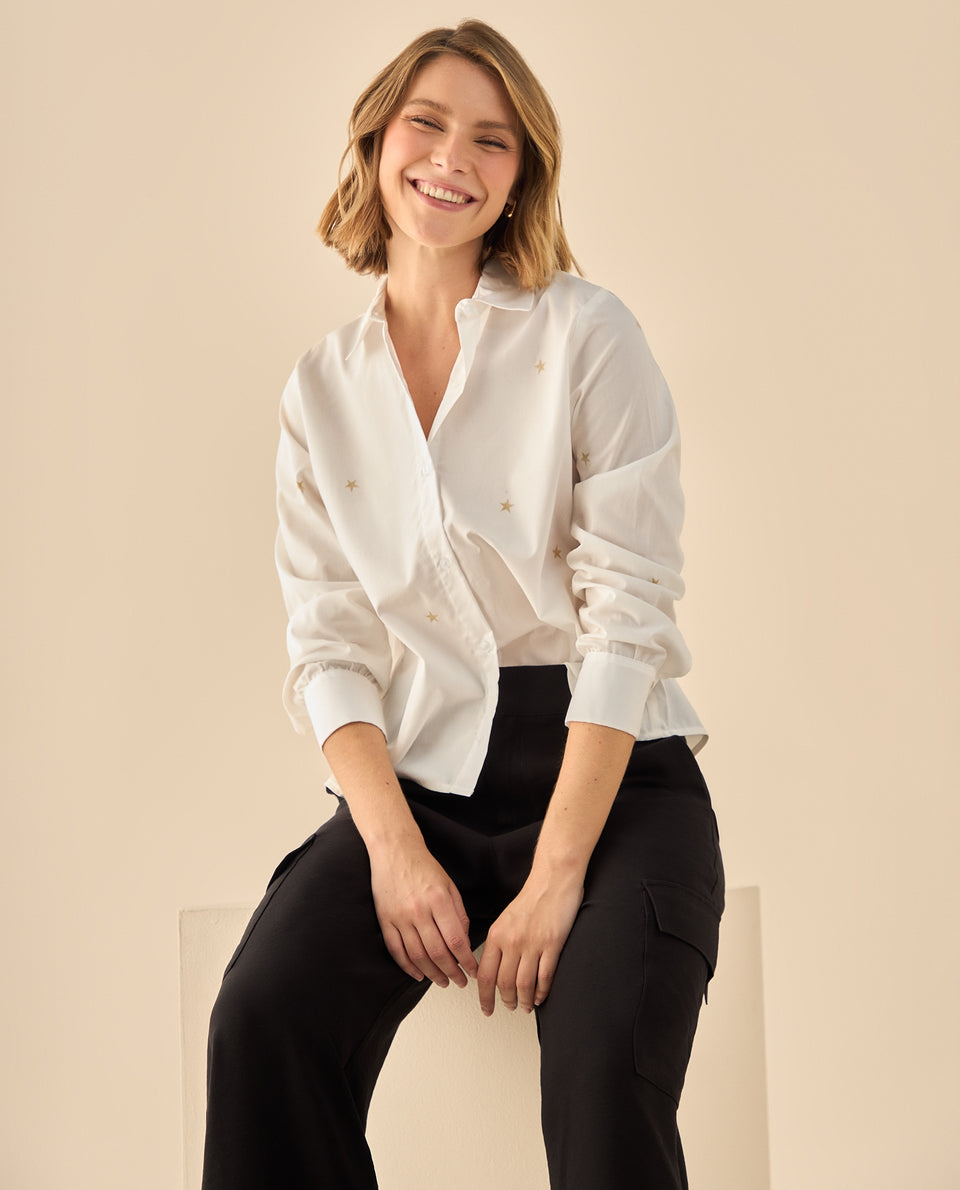 Camisa clásica de manga larga para mujer  - Blanco 34_913G300_BLA110700_6