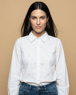 Camisa manga larga con estampado continuo - Beige