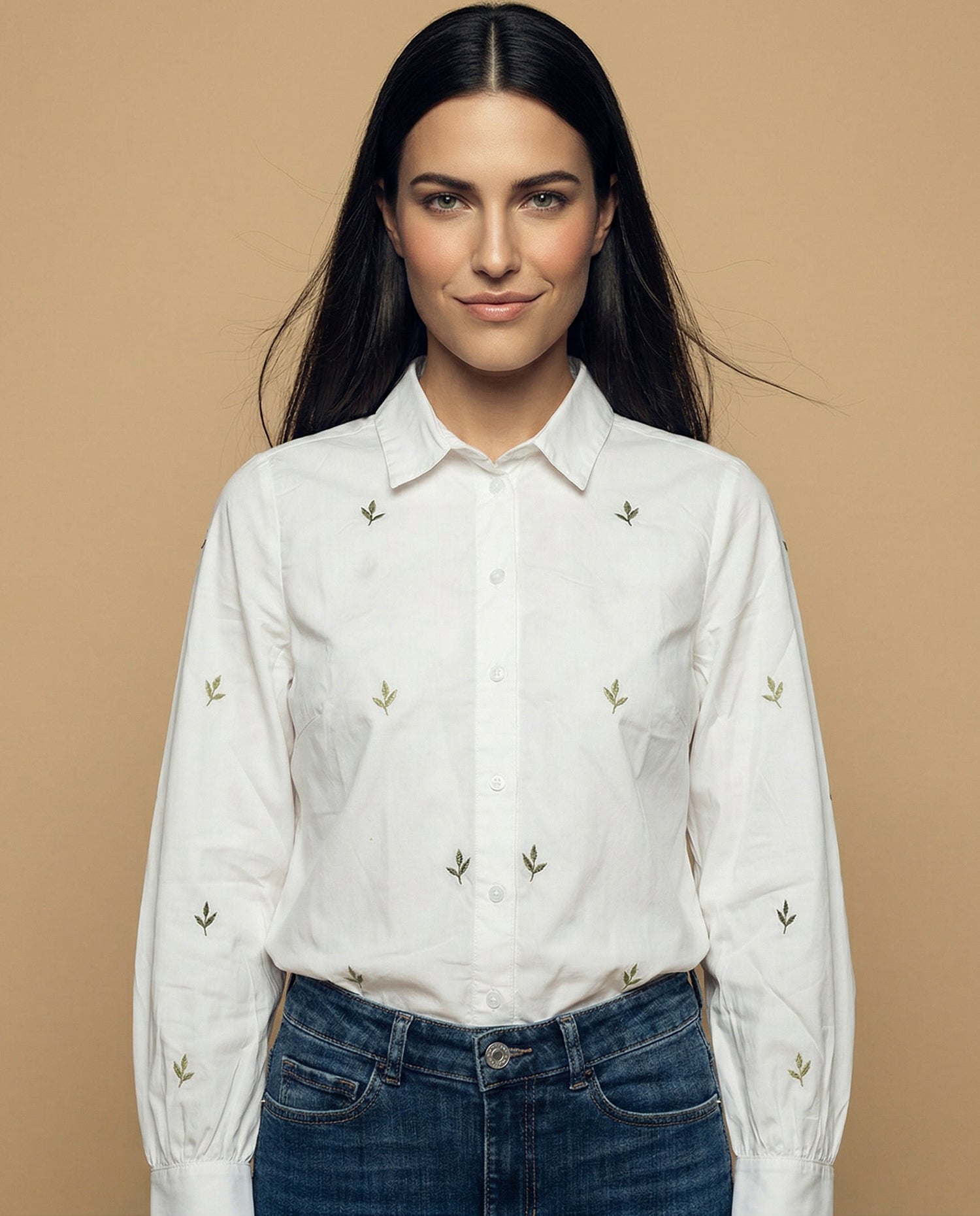 Camisa manga larga con estampado continuo - Verde