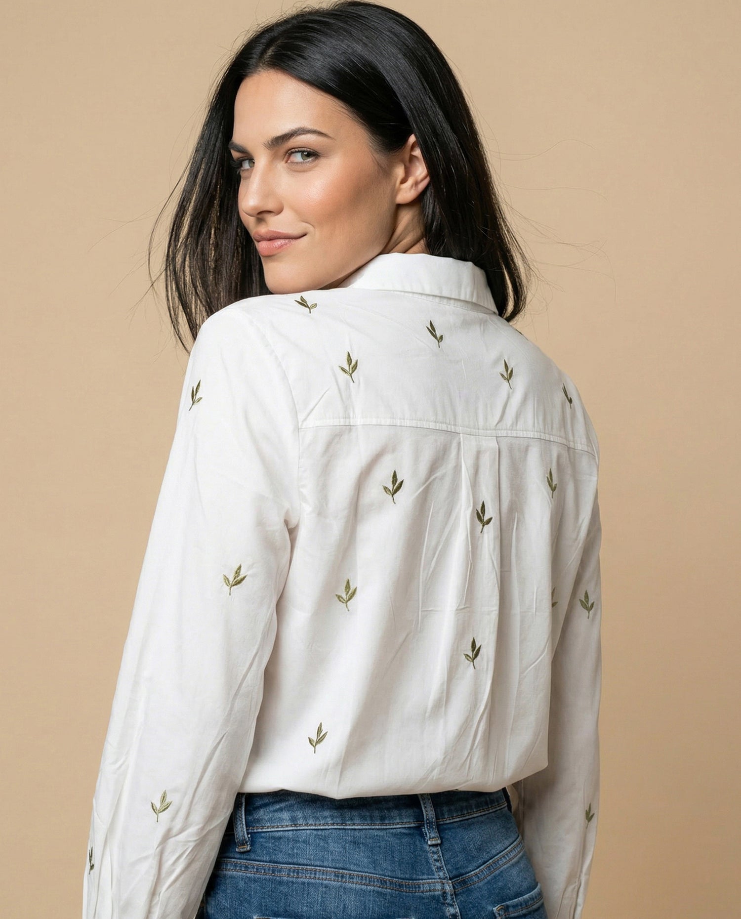 Camisa manga larga con estampado continuo - Verde