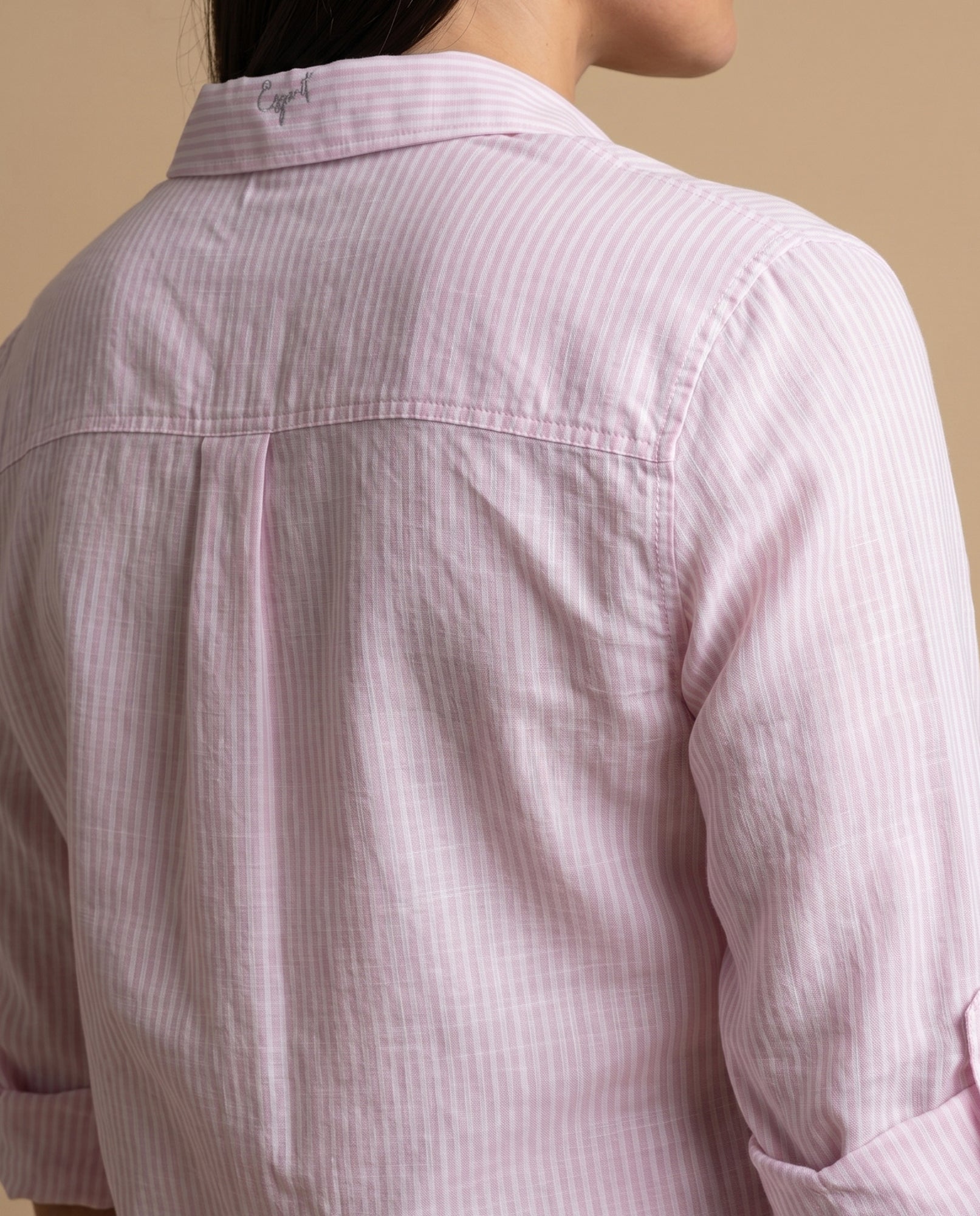 Camisa manga larga con rayas finas para mujer - Rosa 34_913G322_ROS132006_6