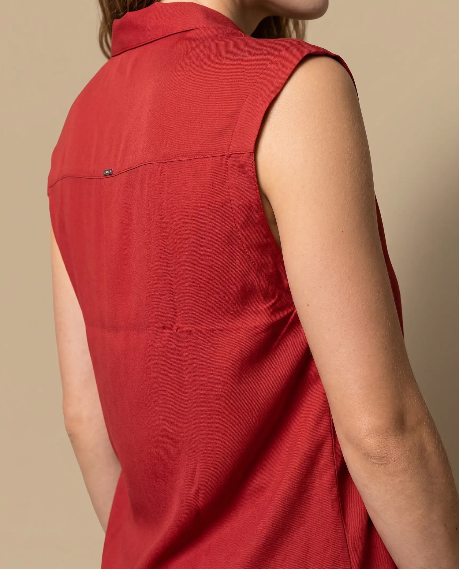 Camisa manga sisa clásica rayón - Rojo