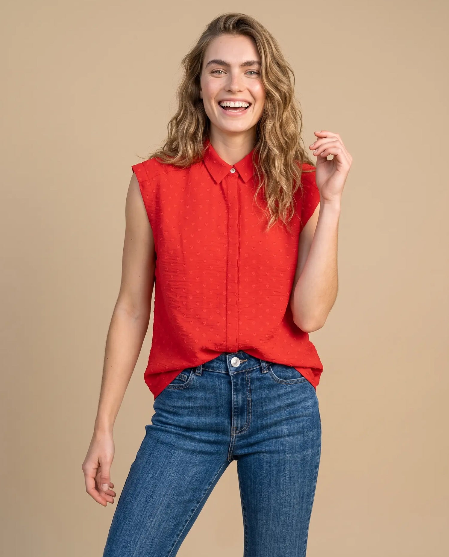 Camisa manga sisa cuello polo - Rojo