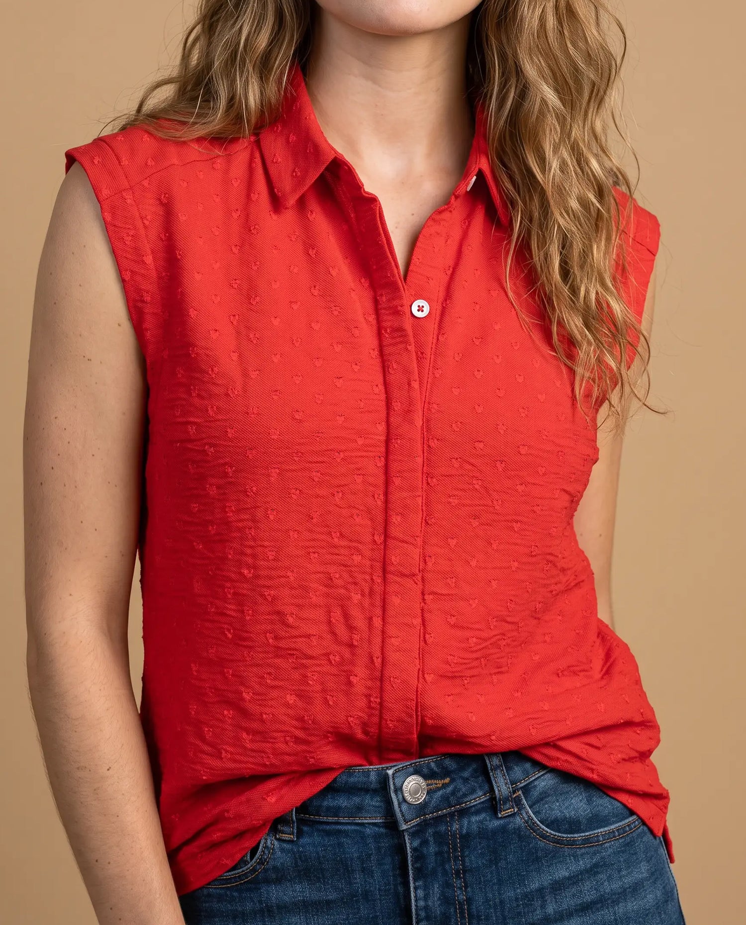 Camisa manga sisa cuello polo - Rojo