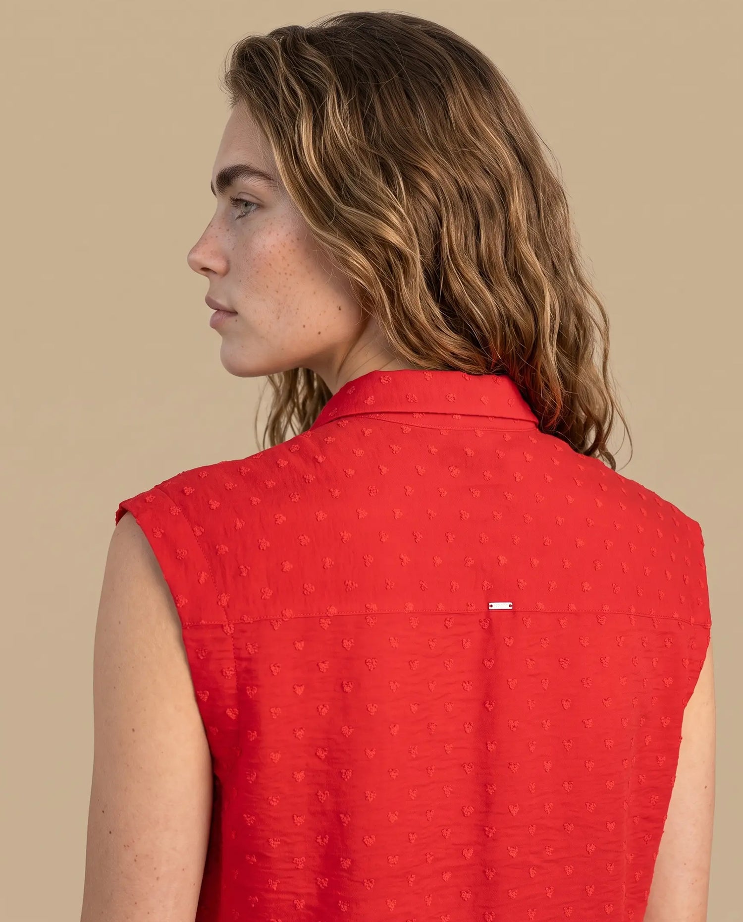 Camisa manga sisa cuello polo - Rojo