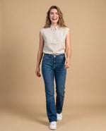 Camisa lino viscosa manga sisa - Beige