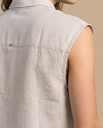 Camisa lino viscosa manga sisa - Beige
