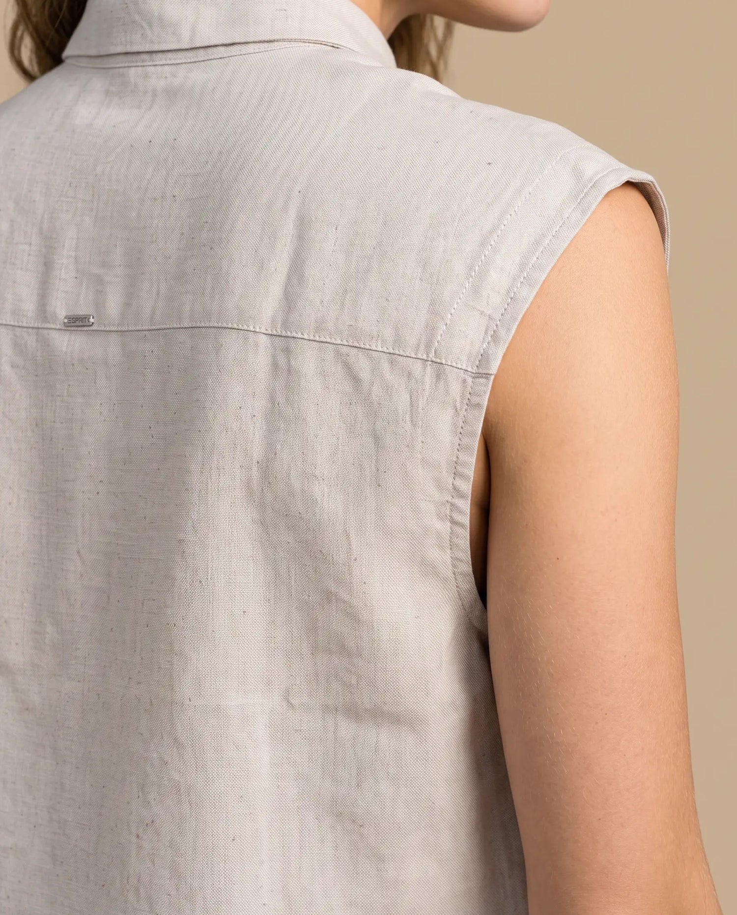 Camisa lino viscosa manga sisa - Beige