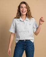 Camisa manga corta bordada algodón - Verde