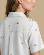 Camisa manga corta bordada algodón - Verde