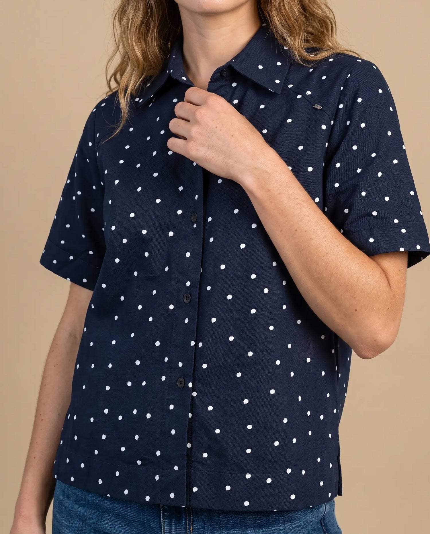 Camisa manga corta lunares azul - Azul