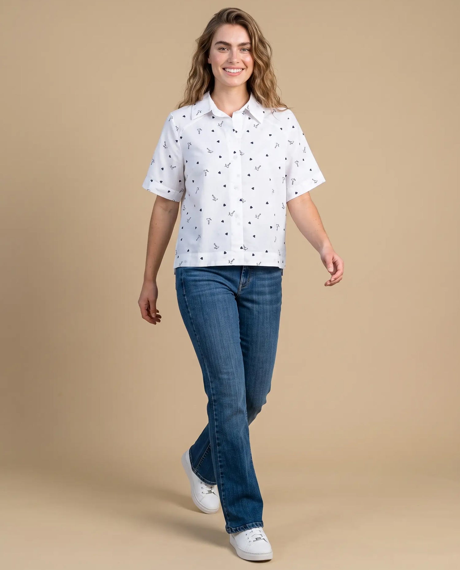 Camisa manga corta estampada - Crudo