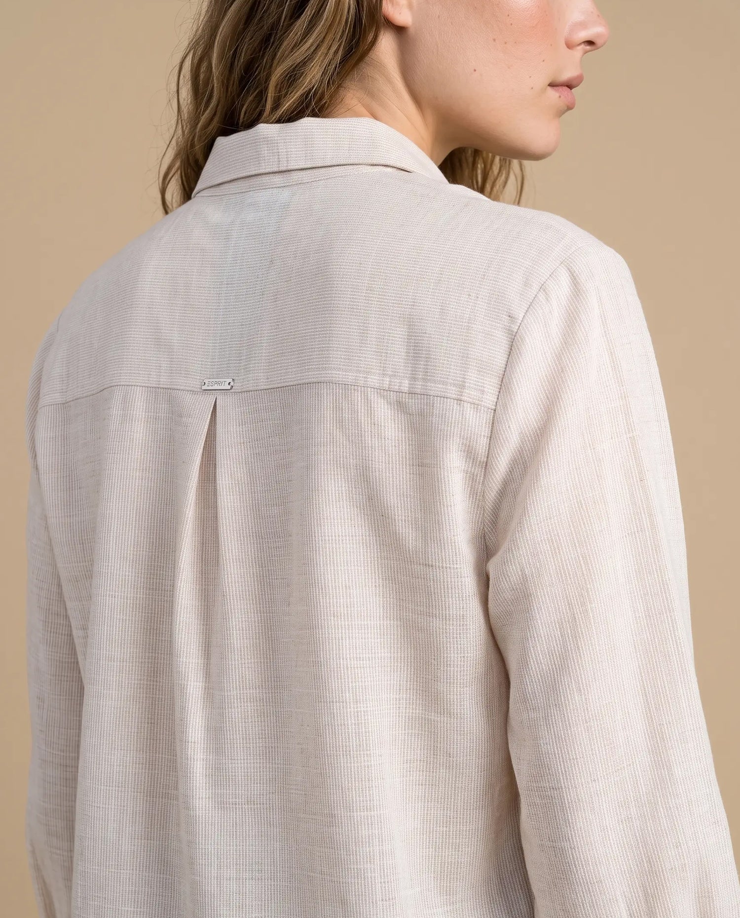 Camisa manga larga algodón clásica - Beige