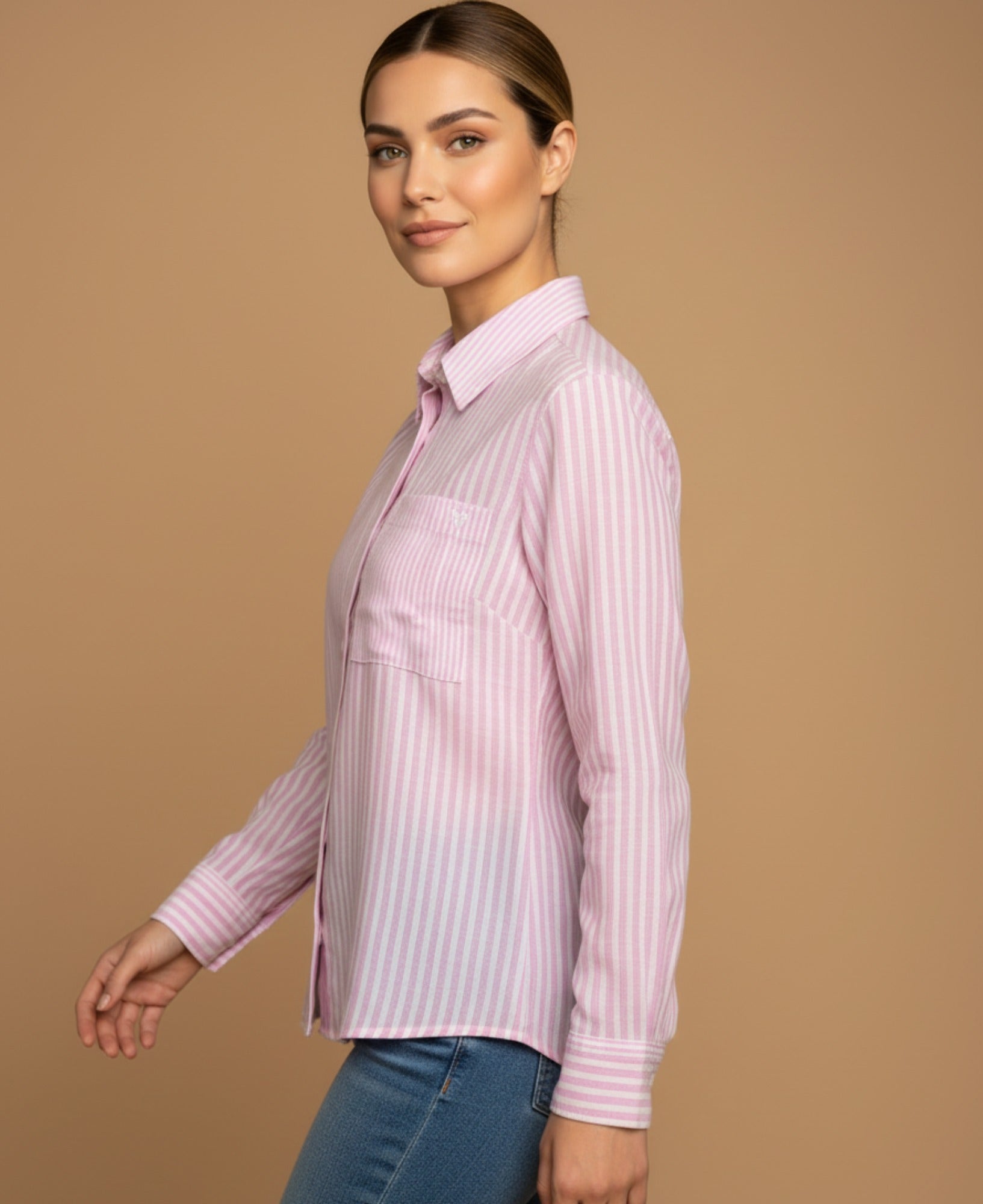 Camisa con Rayas Verticales Clásicas - Rosado 34_919G304_ROS132800_3