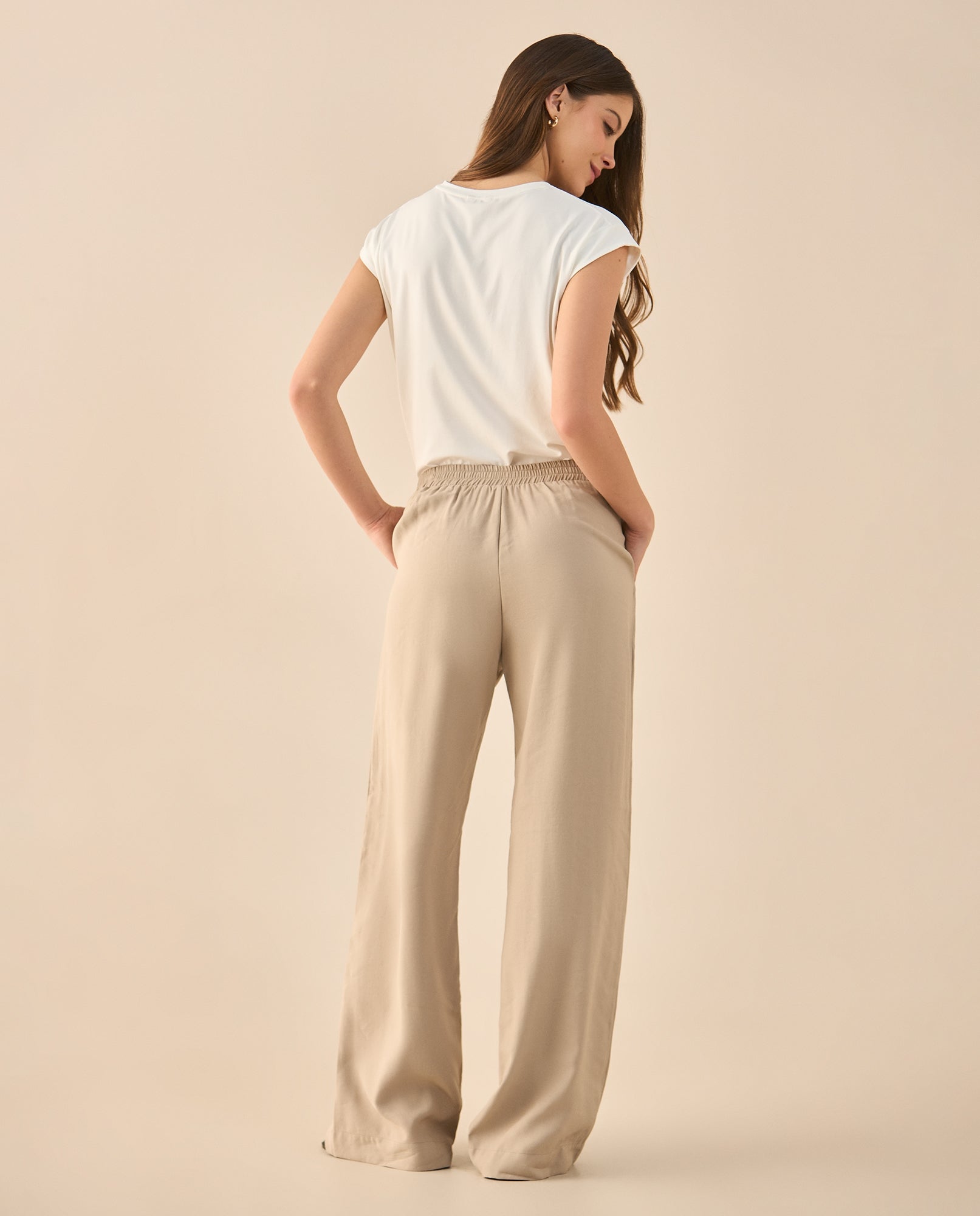 Pantalón con elástico posterior para mujer - Caqui 34_932G300_CAQ150513_5