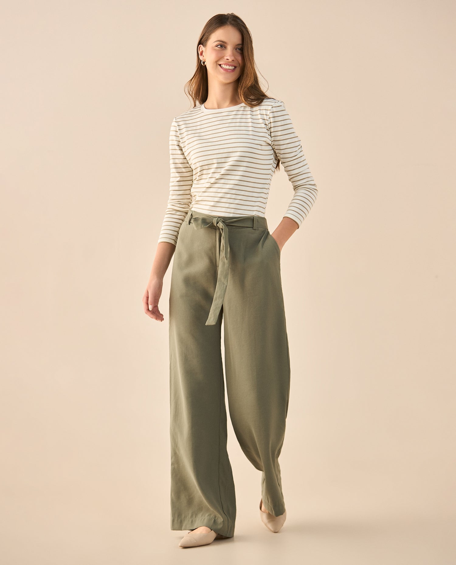 Pantalón con elástico posterior para mujer - Verde