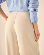 Pantalón clásico de silueta amplia para mujer - Beige