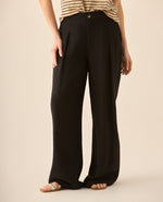 Pantalón clásico de silueta amplia para mujer - Negro