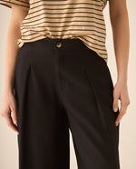 Pantalón clásico de silueta amplia para mujer - Negro