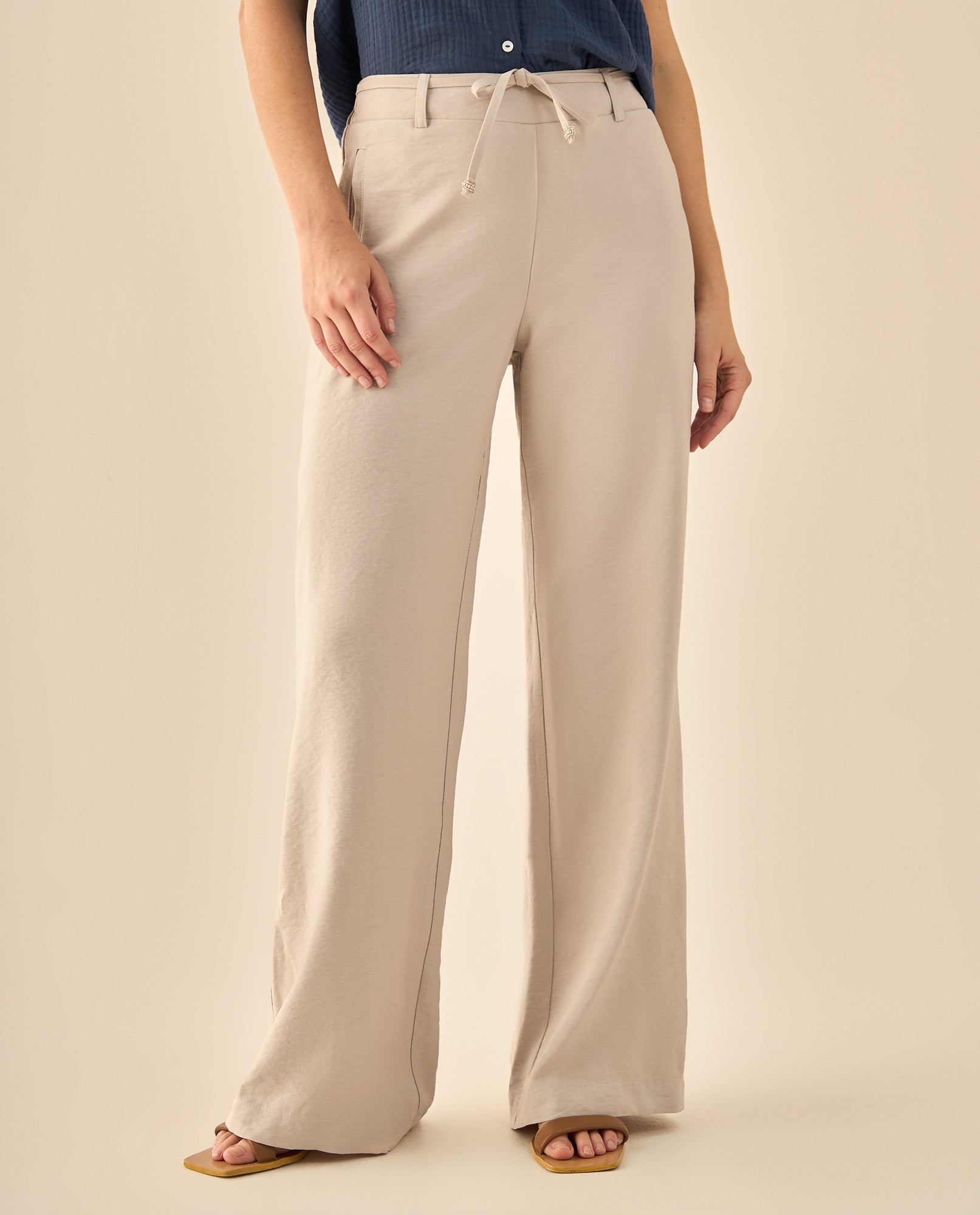Pantalón Wide Leg con Cordón Ajustable - Beige 34_933G005_BEI130607_6