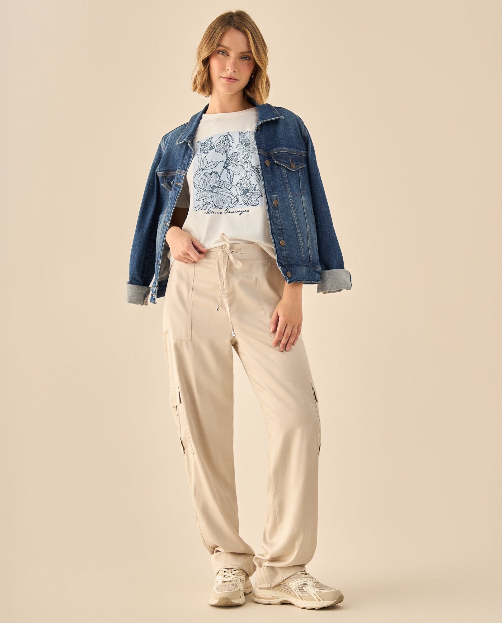 Pantalón Cargo con Bolsillos Funcionales - Beige 34_933G008_BEI130607_0