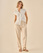 Pantalón Fluido con Cordón Ajustable - Beige