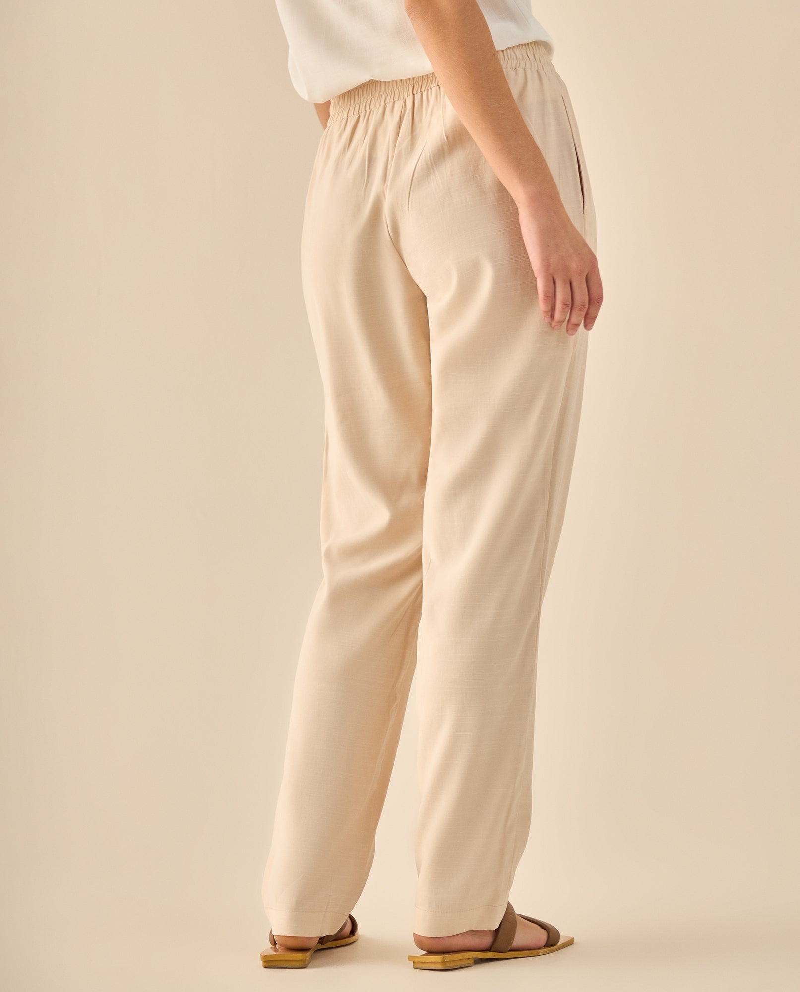 Pantalón Fluido con Cordón Ajustable - Beige 34_933G009_BEI130607_4