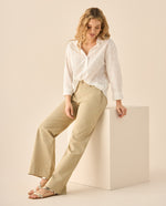 Pantalón clásico de silueta recta para mujer - Beige